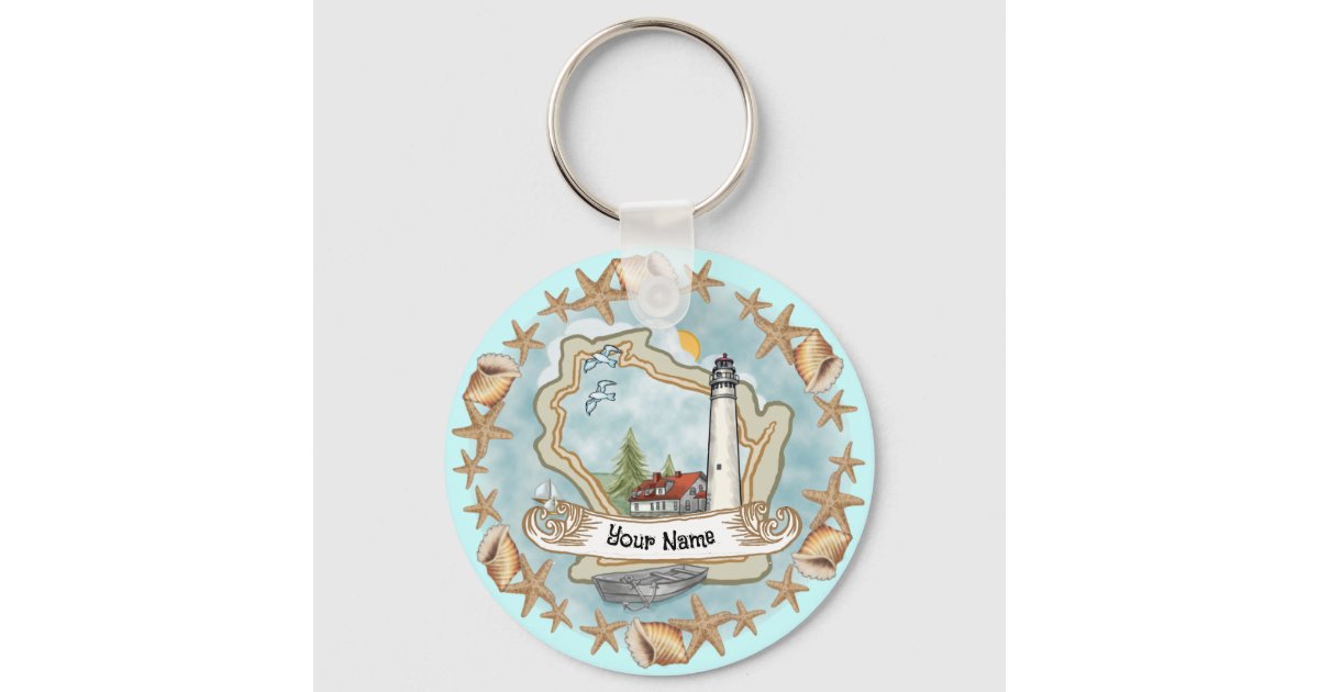 Wisconsin Shells Lighthouse Keychain | Zazzle