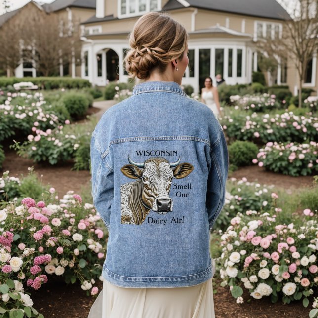Wisconsin | Smell our Dairy Air Denim Jacket (Wedding Back)