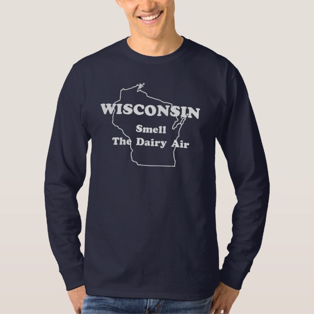 Wisconsin Smell The Dairy Air Long Sleeve Ringer T-Shirt (Front)