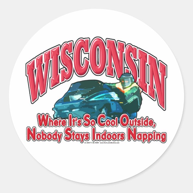 Wisconsin Snowmobile Classic Round Sticker (Front)