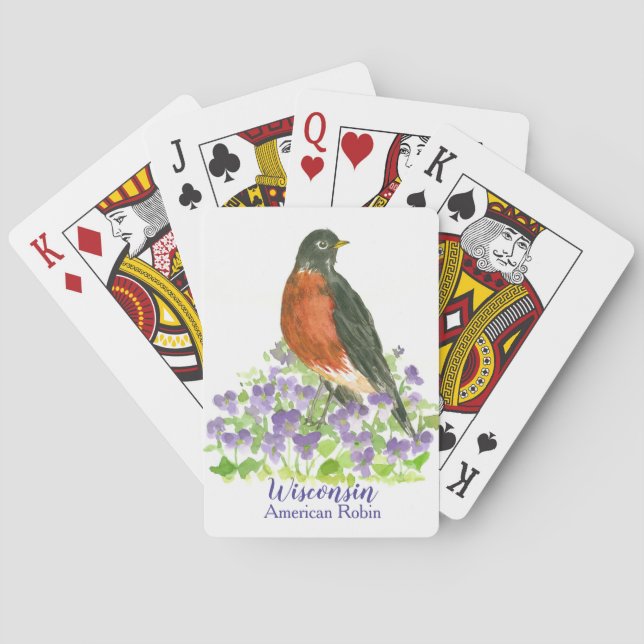 Wisconsin State Bird American Robin Poker Cards (Back)