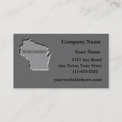 Wisconsin State Business card  carved stone look