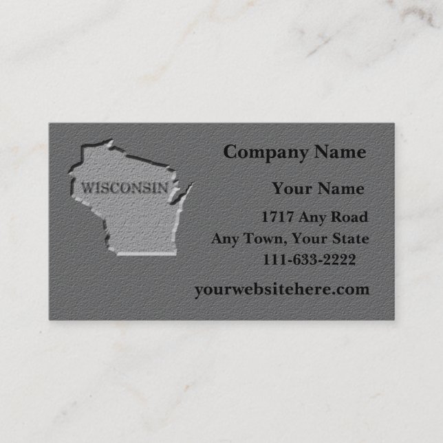 Wisconsin State Business card  carved stone look (Front)