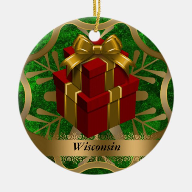 Wisconsin State Christmas Ornament (Front)