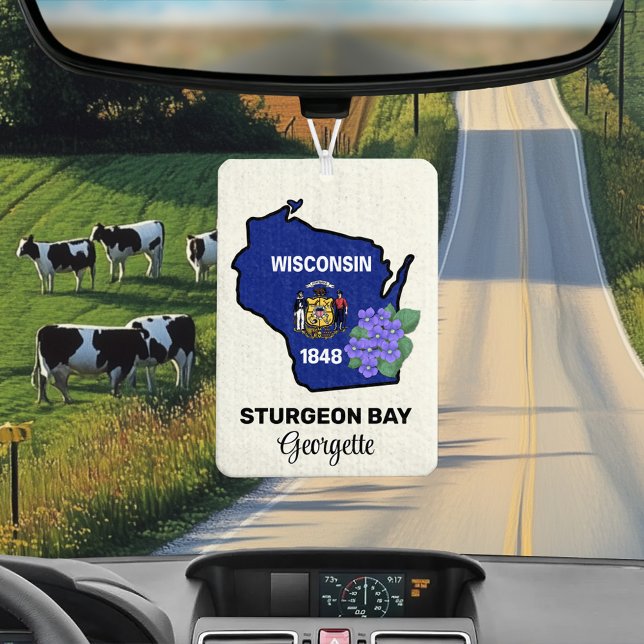 Wisconsin State Flag and Flower Blue Violet Air Freshener (Creator Uploaded)