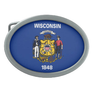 WISCONSIN STATE FLAG BELT BUCKLE