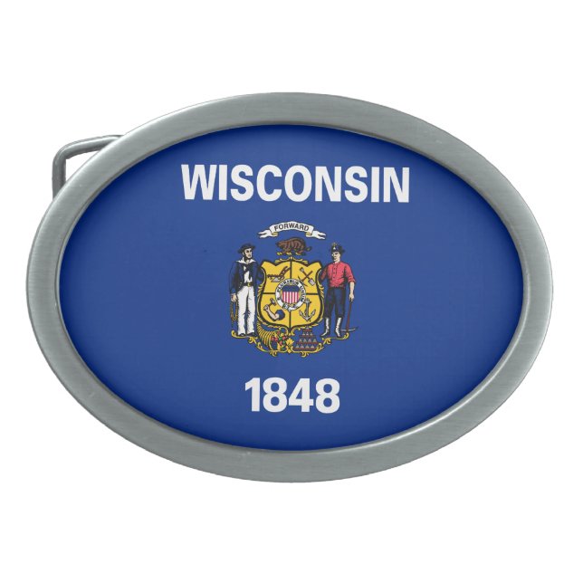 Wisconsin State Flag Belt Buckle (Front)