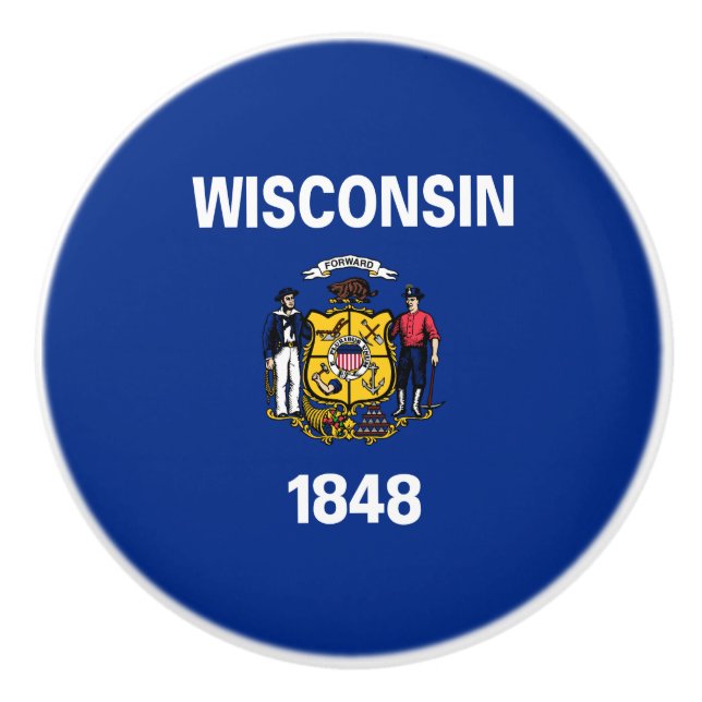 Wisconsin State Flag Ceramic Knob (Front)