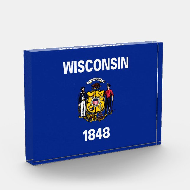 Wisconsin State Flag Design Acrylic Award (Left)