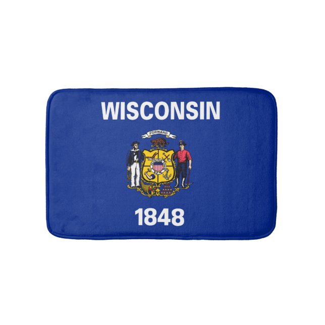 Wisconsin State Flag Design Bathroom Mat (Front)