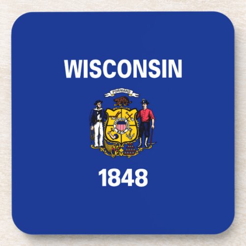 Wisconsin State Flag Design Beverage Coaster