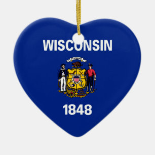 Wisconsin State Flag Design Ceramic Ornament