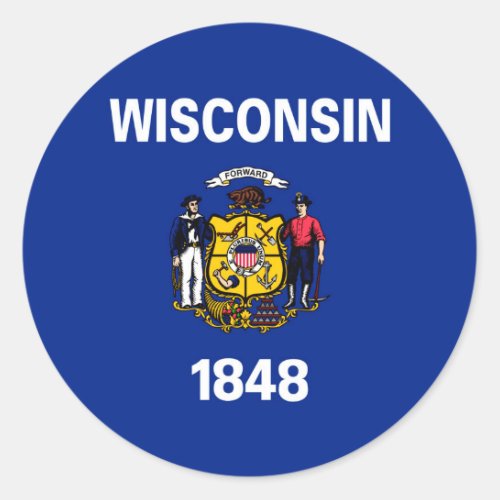 Wisconsin State Flag Design Classic Round Sticker
