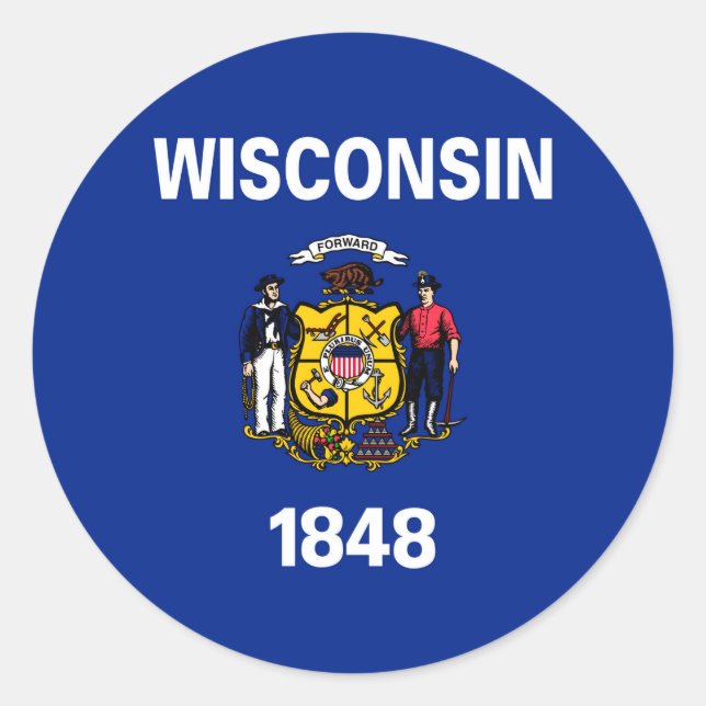 Wisconsin State Flag Design Classic Round Sticker (Front)