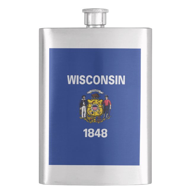 Wisconsin State Flag Design Flask (Front)