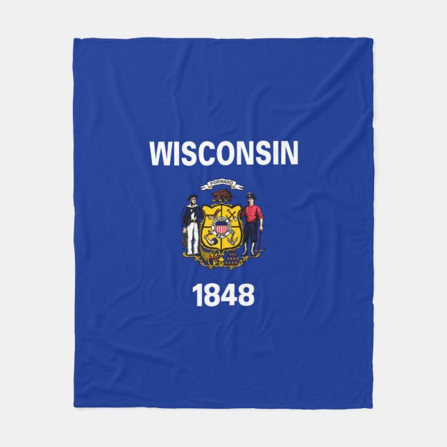 Wisconsin State Flag Design Fleece Blanket (Front)