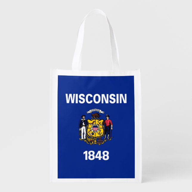 Wisconsin State Flag Design Grocery Bag (Front)