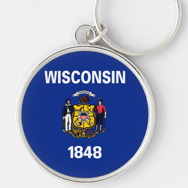 Wisconsin State Flag Design Keychain (Front)
