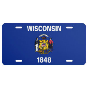 Wisconsin State Flag Design License Plate