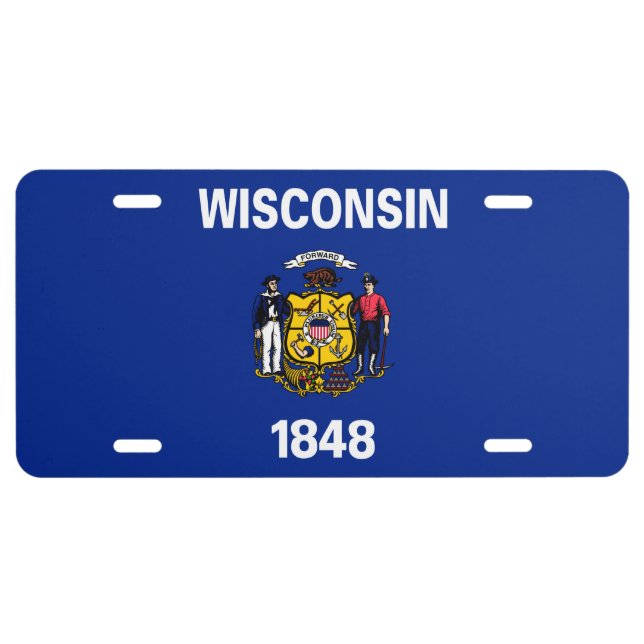 Wisconsin State Flag Design License Plate (Front)