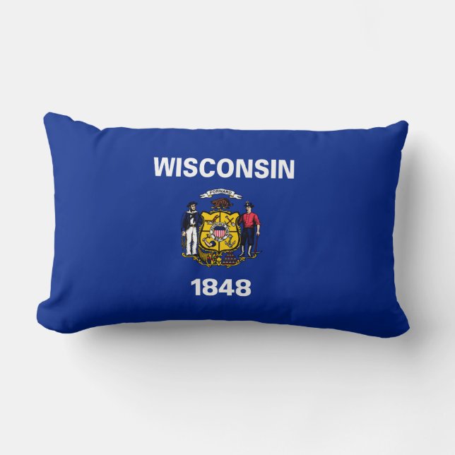 Wisconsin State Flag Design Lumbar Pillow (Front)