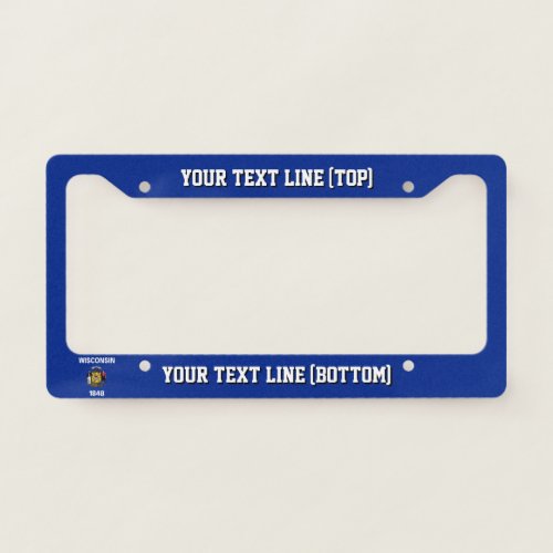 Wisconsin State Flag Design on a Personalized License Plate Frame