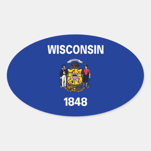 Wisconsin State Flag Design Oval Sticker