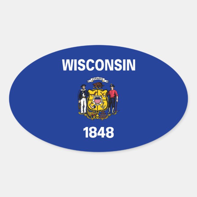 Wisconsin State Flag Design Oval Sticker (Front)