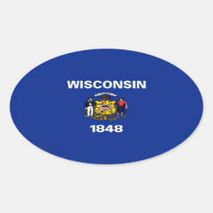 Wisconsin State Flag Design Oval Sticker