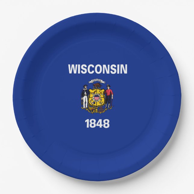 Wisconsin State Flag Design Paper Plates (Front)
