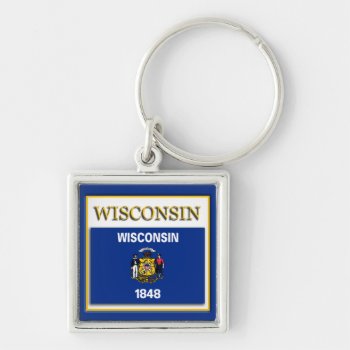 Wisconsin State Flag Design Premium Keychain by Americanliberty at Zazzle