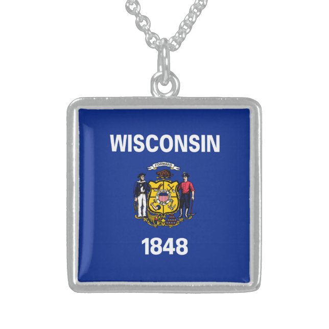 Wisconsin State Flag Design Sterling Silver Necklace (Front)