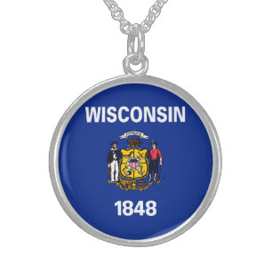 Wisconsin State Flag Design Sterling Silver Necklace