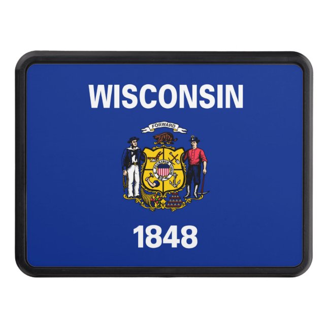 Wisconsin State Flag Design Tow Hitch Cover (Front)