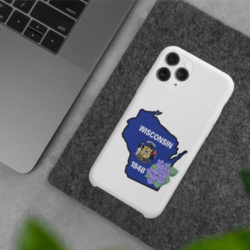 Wisconsin State Flag  Flower Common Blue Violet iPhone 15 Pro Max Case