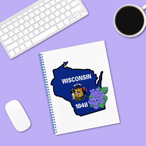 Wisconsin State Flag  Flower Common Blue Violet Notebook