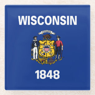 Wisconsin State Flag Glass Coaster