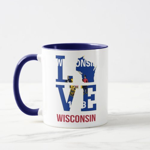 Wisconsin state flag love mug