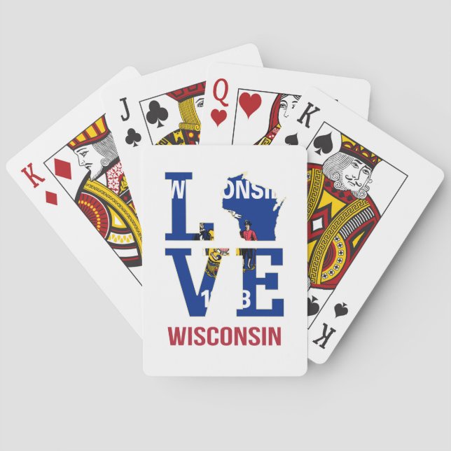 Wisconsin state flag love poker cards (Back)