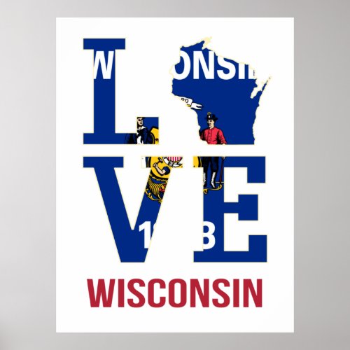 Wisconsin state flag love poster