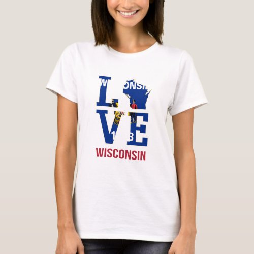 Wisconsin state flag love T_Shirt