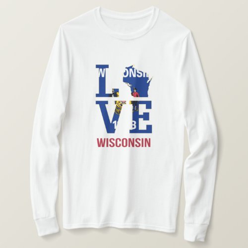 Wisconsin state flag love T_Shirt