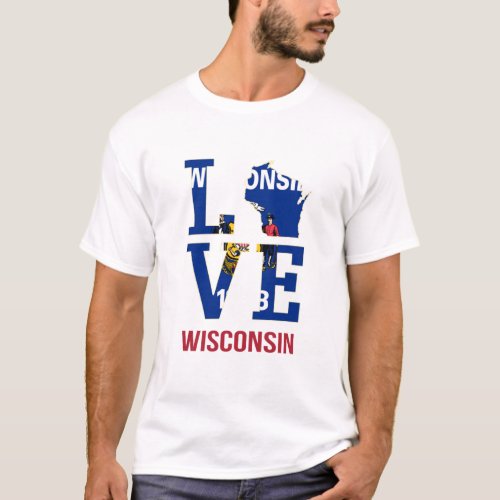 Wisconsin state flag love T_Shirt