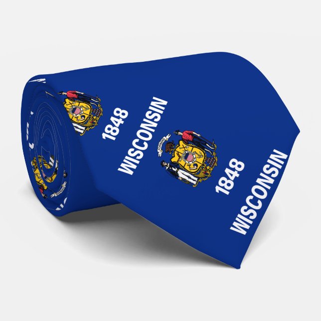 Wisconsin State Flag Neck Tie (Rolled)