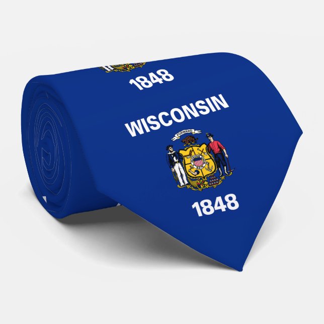 Wisconsin State Flag Neck Tie (Rolled)