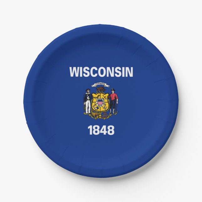 Wisconsin State Flag Paper Plates (Front)