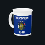 Wisconsin State Flag Pitcher<br><div class="desc">Add a touch of Wisconsin pride to your kitchenware collection with our exclusive pitcher featuring the flag of Wisconsin! Crafted with meticulous attention to detail, this pitcher is more than just a functional item; it’s a celebration of Wisconsin’s heritage and cultural pride. The elegant design prominently displays the iconic Wisconsin...</div>