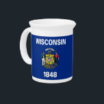 Wisconsin State Flag Pitcher<br><div class="desc">Add a touch of Wisconsin pride to your kitchenware collection with our exclusive pitcher featuring the flag of Wisconsin! Crafted with meticulous attention to detail, this pitcher is more than just a functional item; it’s a celebration of Wisconsin’s heritage and cultural pride. The elegant design prominently displays the iconic Wisconsin...</div>