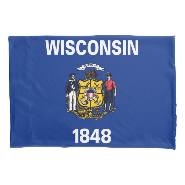 Wisconsin State Flag Print Patriotc Pillow Case (Front)