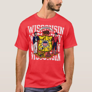 Wisconsin State Flag Retro Distressed T-Shirt